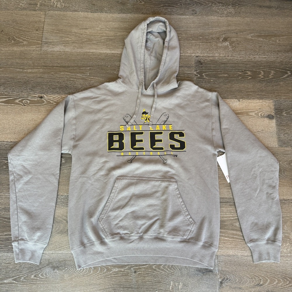 Salt Lake City Bees Baseball Hoodie Pullover Hanes Sweatshirt Gray Mens Medium